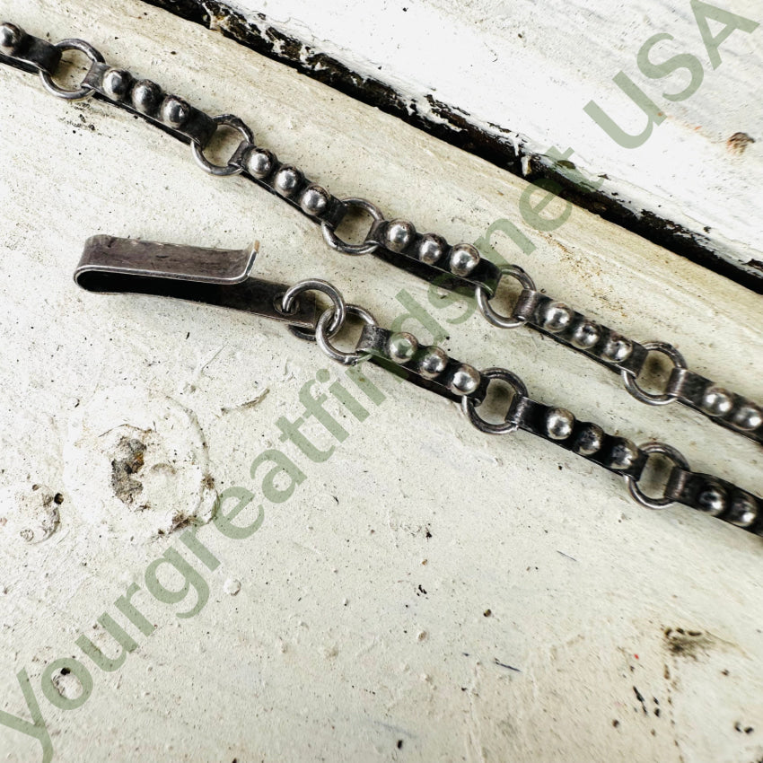 Rare 100% Hand Wrought Sterling Silver Orb Drop Evening Necklace Mexico Necklace