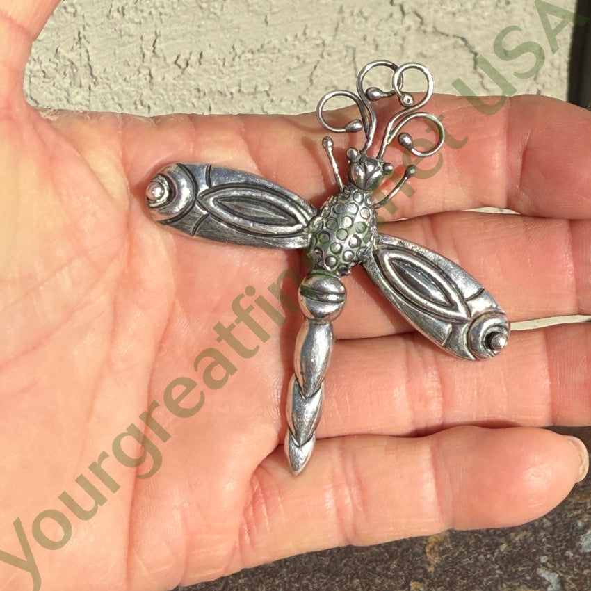 RARE 1940s Victoria Ana Nunez Brilanti Dragonfly Brooch Sterling Silver pin