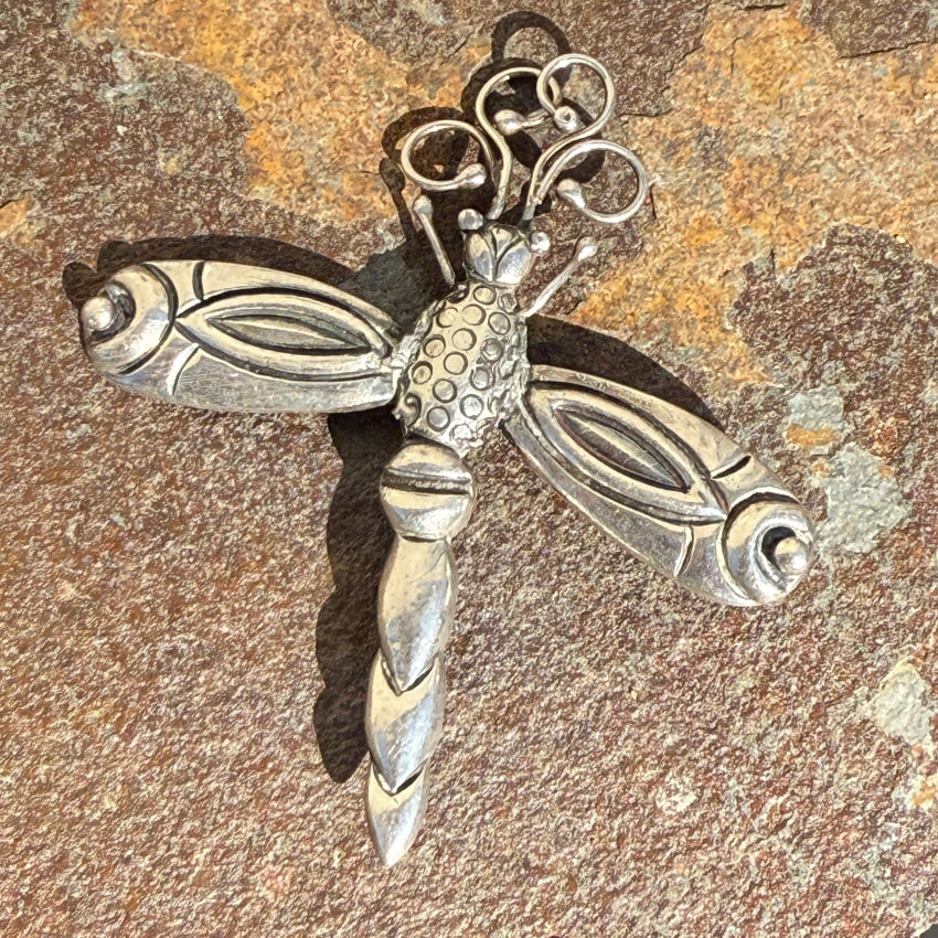 RARE 1940s Victoria Ana Nunez Brilanti Dragonfly Brooch Sterling Silver pin