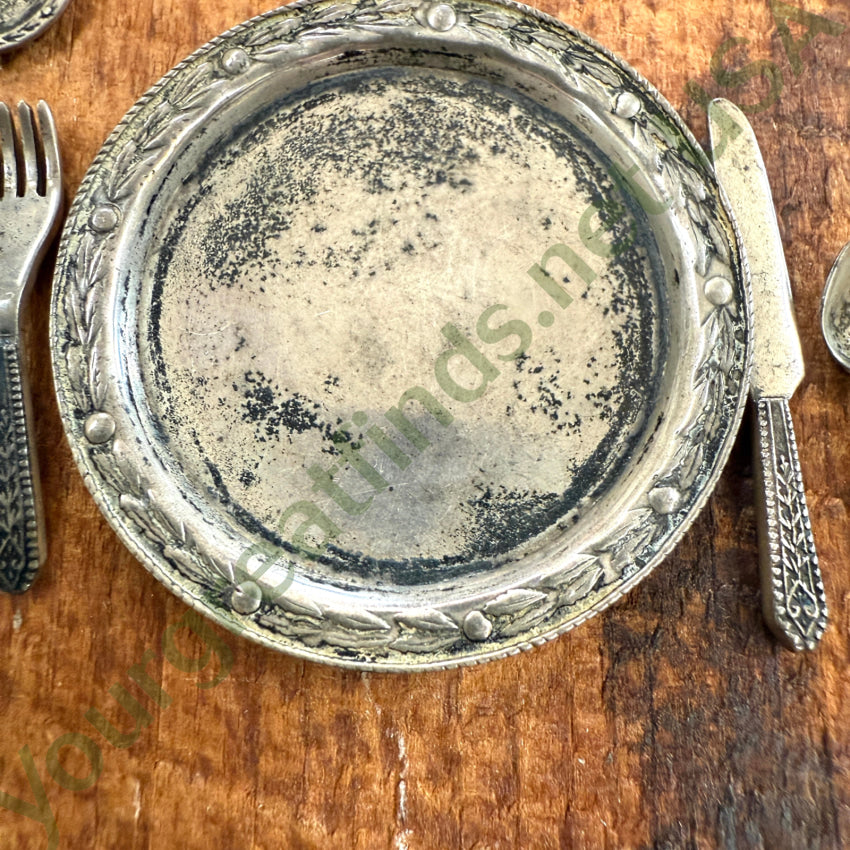 Rare! Antique 31 Piece Sterling Silver Miniature Dolhouse Dining Service Wallace Gorham Toy Silver