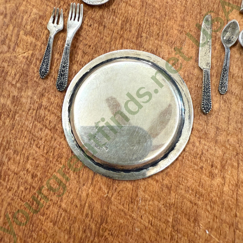 Rare! Antique 31 Piece Sterling Silver Miniature Dolhouse Dining Service Wallace Gorham Toy Silver