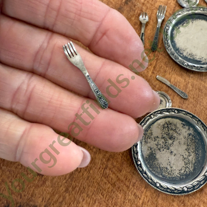 Rare! Antique 31 Piece Sterling Silver Miniature Dolhouse Dining Service Wallace Gorham Toy Silver