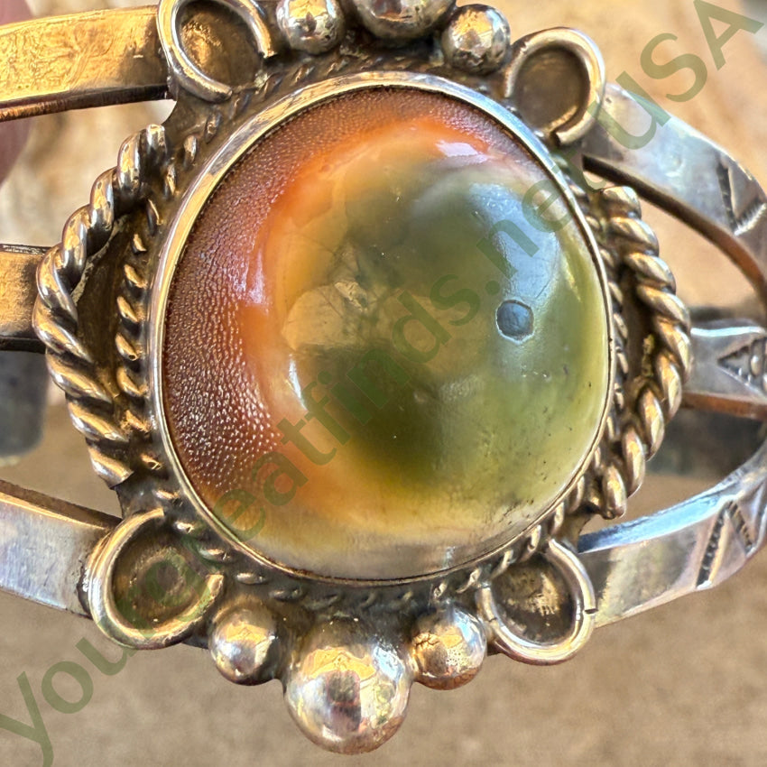 Rare Antique Navajo Operculum Shell Sterling Silver Cuff Bracelet bracelet