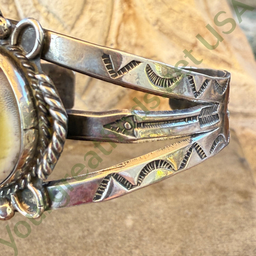 Rare Antique Navajo Operculum Shell Sterling Silver Cuff Bracelet bracelet