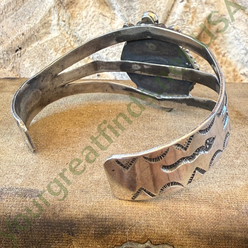 Rare Antique Navajo Operculum Shell Sterling Silver Cuff Bracelet bracelet