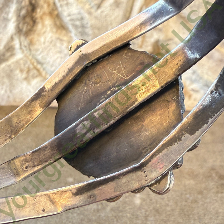 Rare Antique Navajo Operculum Shell Sterling Silver Cuff Bracelet bracelet