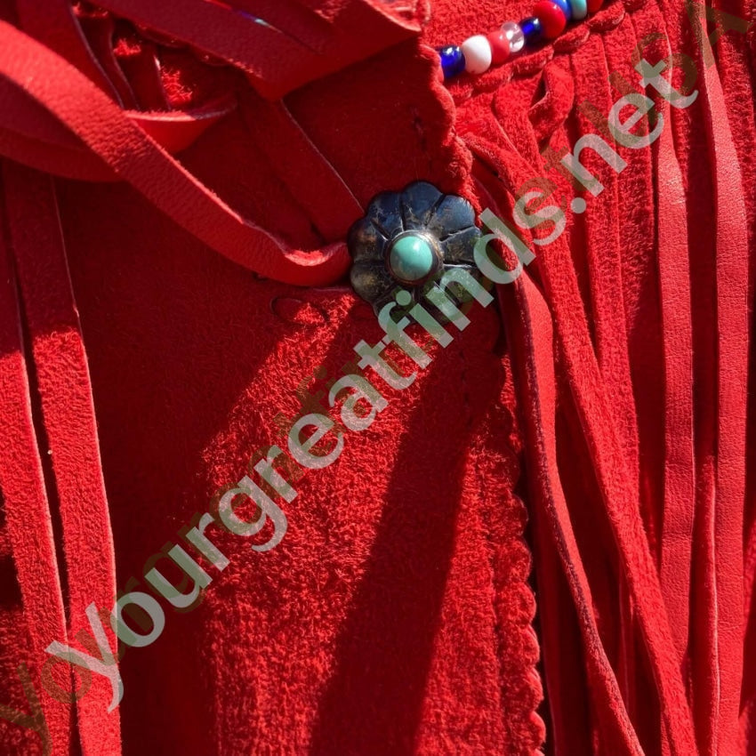 Red Deerskin Suede Beaded Western Jacket Gossamer Wings Yourgreatfinds