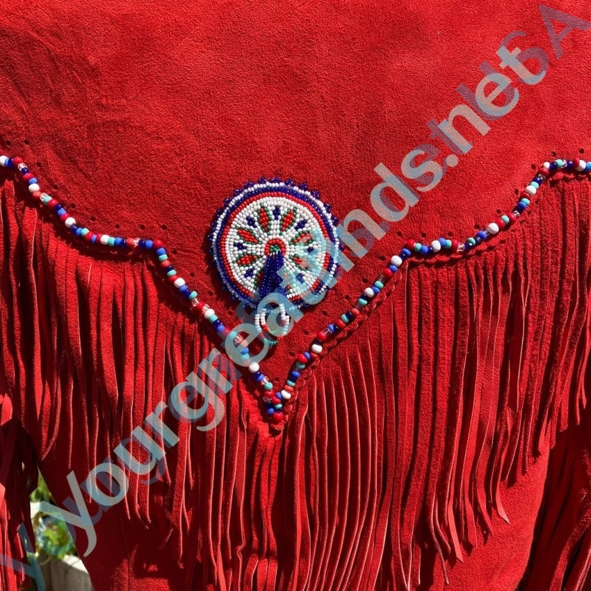 Red Deerskin Suede Beaded Western Jacket Gossamer Wings Yourgreatfinds