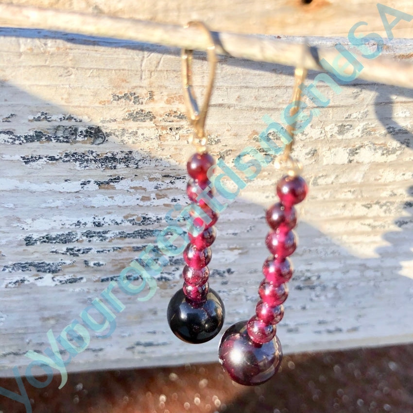 Red Garnet Beaded Earrings Gold Filled French Ear Wires Yourgreatfinds
