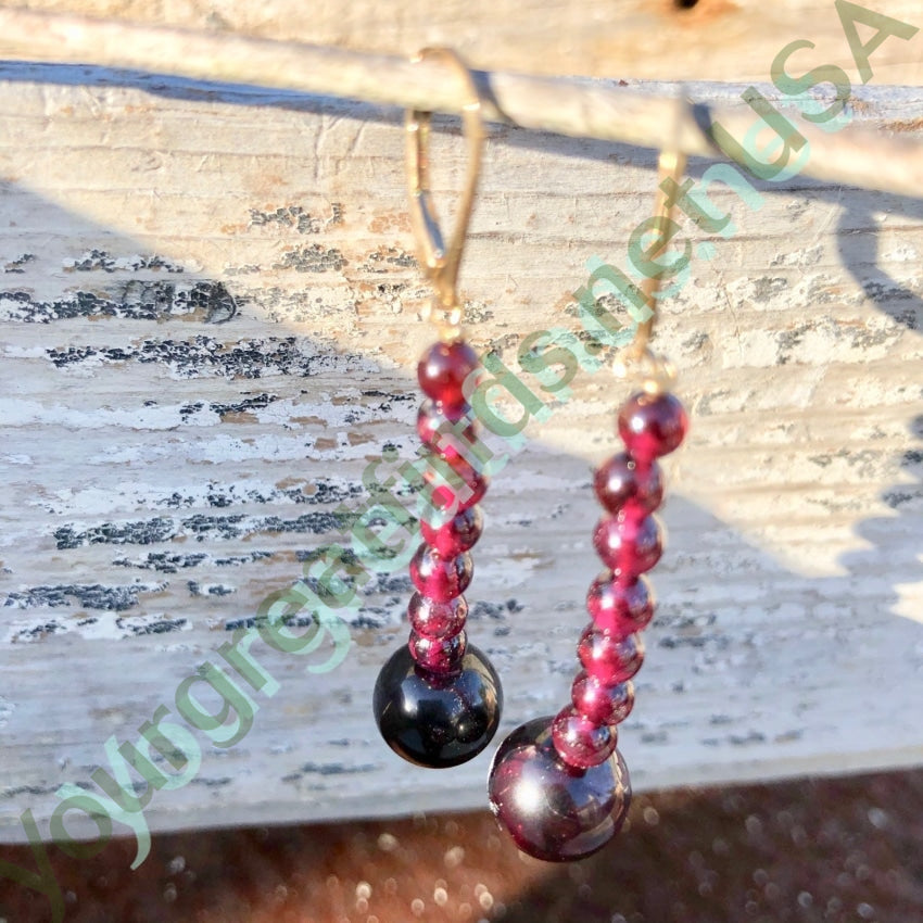 Red Garnet Beaded Earrings Gold Filled French Ear Wires Yourgreatfinds