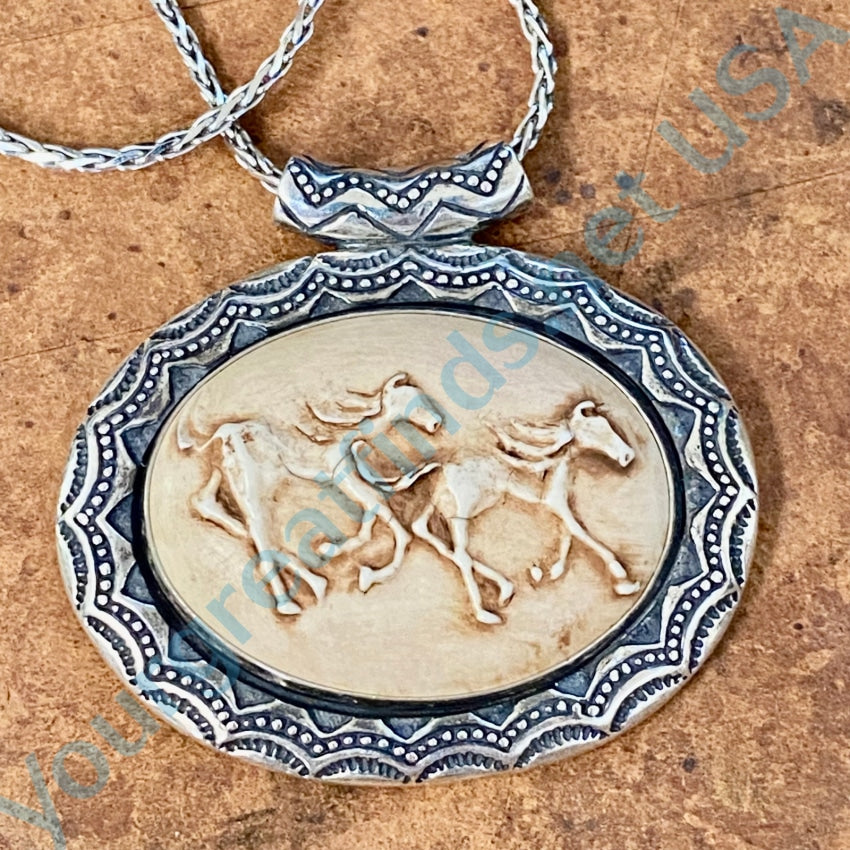 Relios Andrew Rodriguez Sterling Silver Horses Necklace
