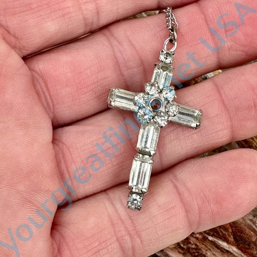 Rhinestone Paste Stanhope Lords Prayer Cross Necklace Necklaces