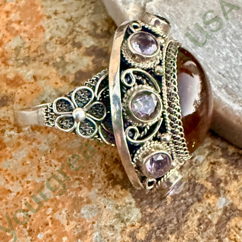 Ring Sterling Silver Amber Amethyst Size 11 ring