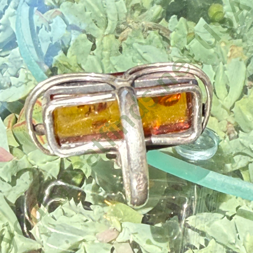 Ring Sterling Silver & Amber Poland Size 6.5 ring