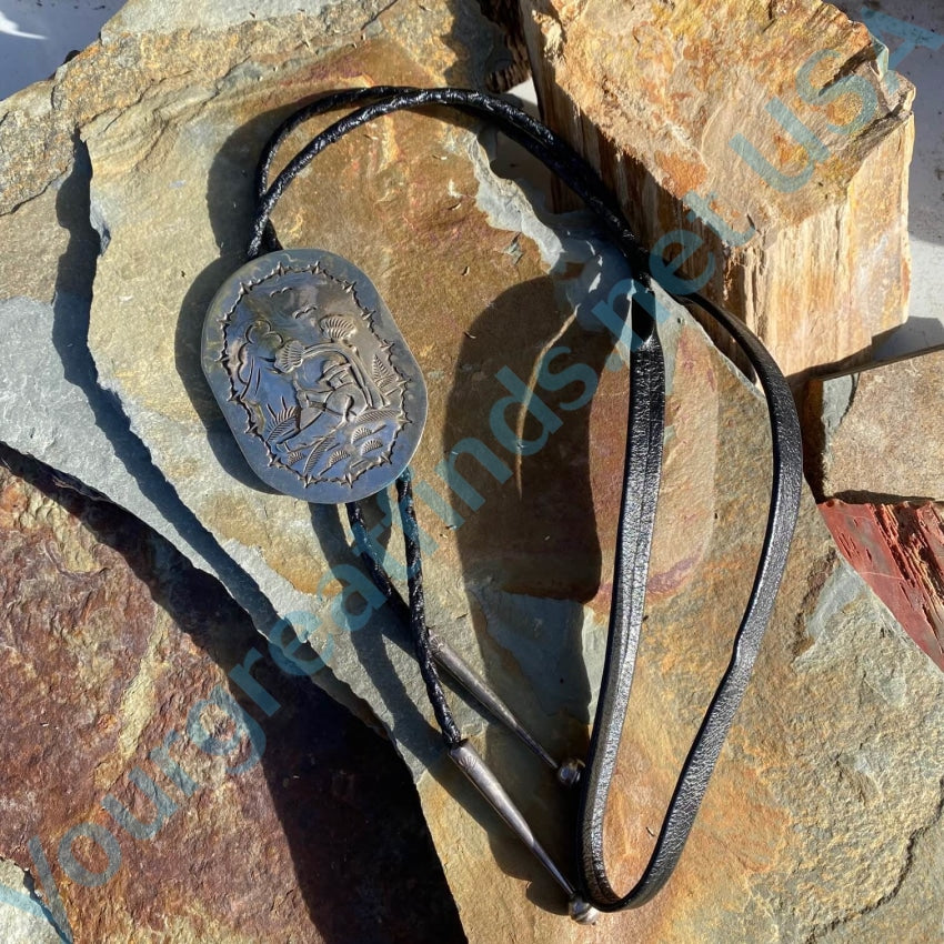 Robert Becenti Jr Navajo Sterling Silver Storyteller Bolo Tie