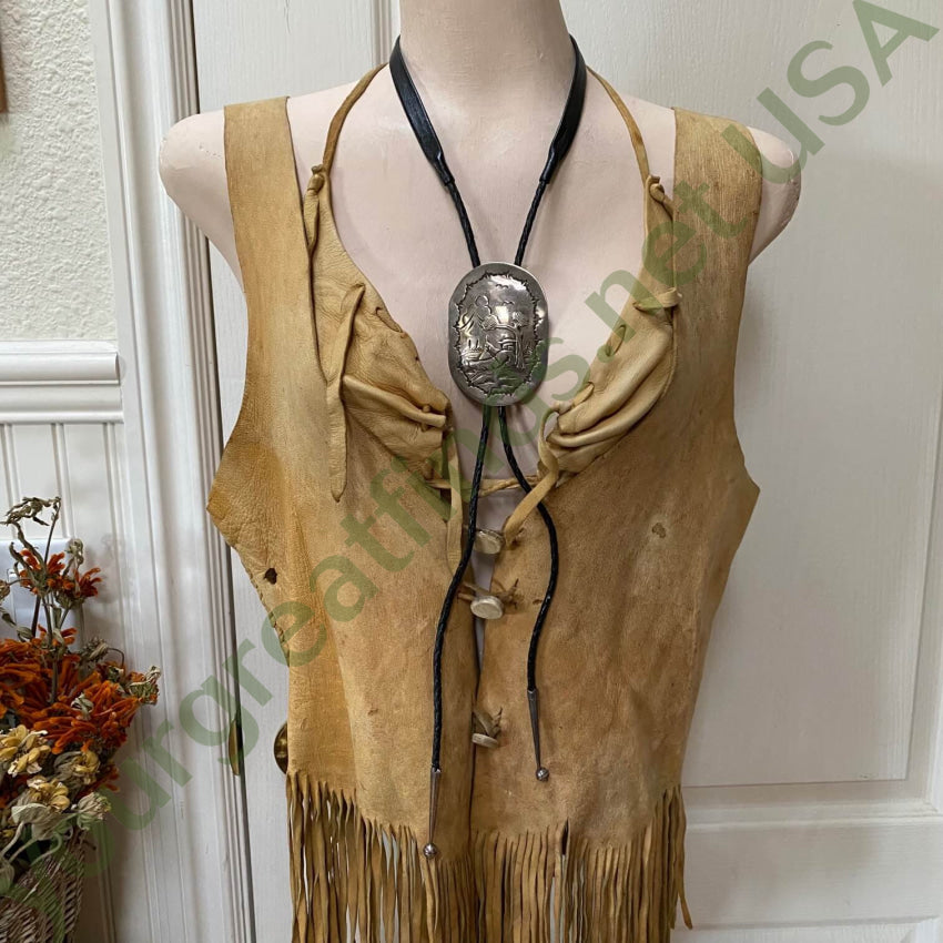 Robert Becenti Jr Navajo Sterling Silver Storyteller Bolo Tie