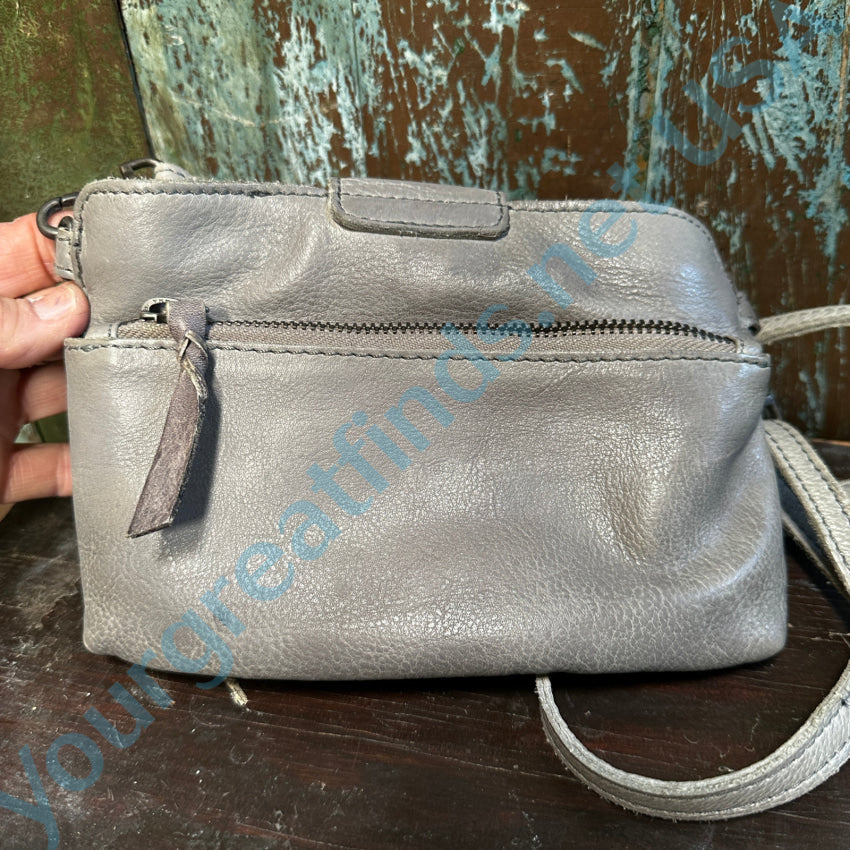 Rock Paper Scissors Gray Leather Small Crossbody Bag Purse