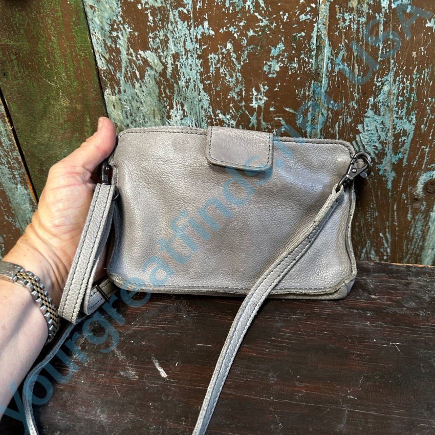 Rock Paper Scissors Gray Leather Small Crossbody Bag Purse