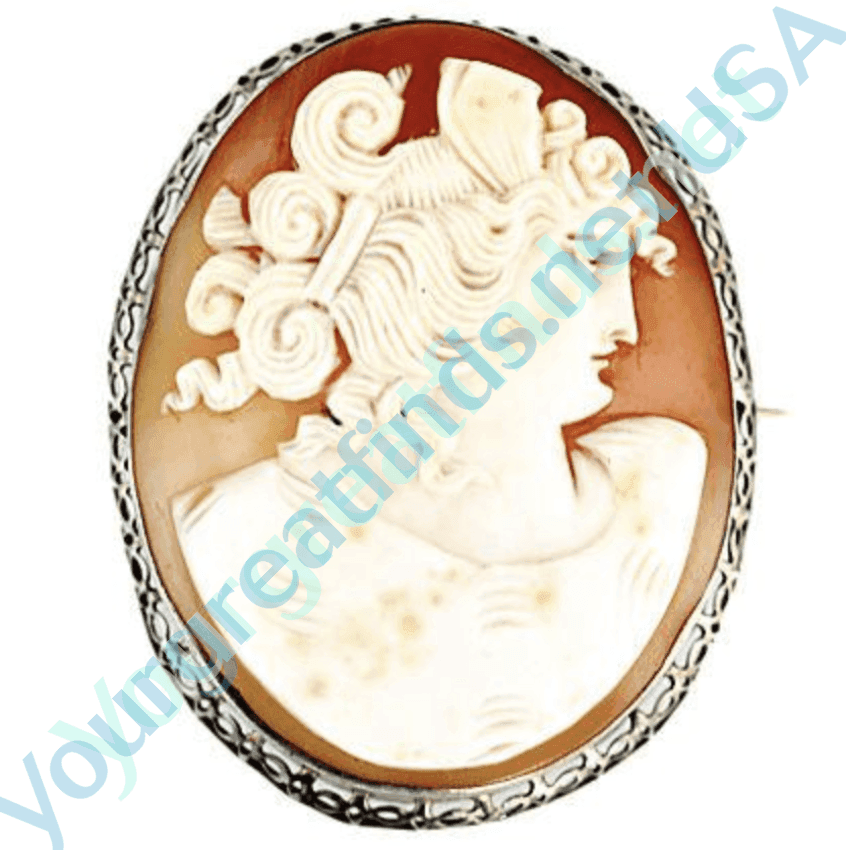 Roman Seashell Cameo Brooch Silver Yourgreatfinds