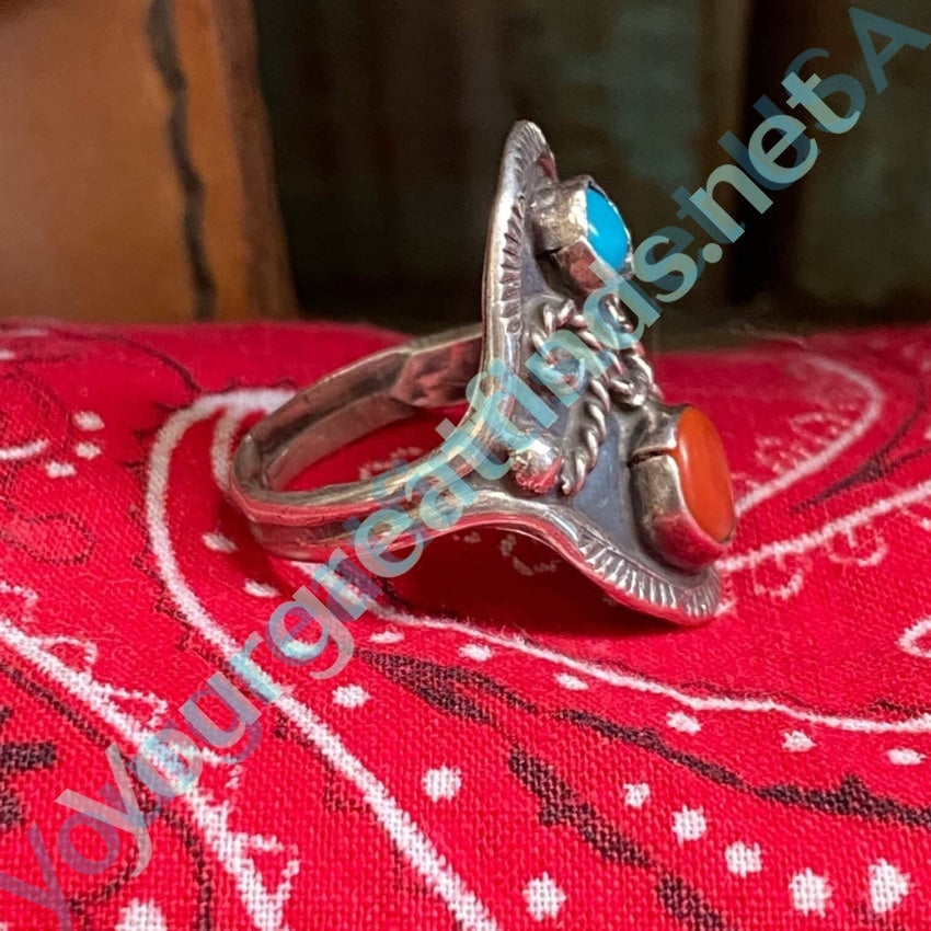 Rustic Old Western Style Sterling Silver Turquoise Ring 11 Yourgreatfinds