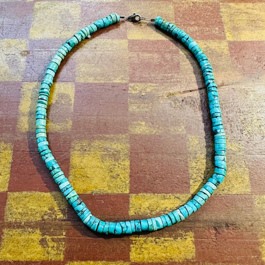Rustic Turquoise Heishi Bead Necklace Native American
