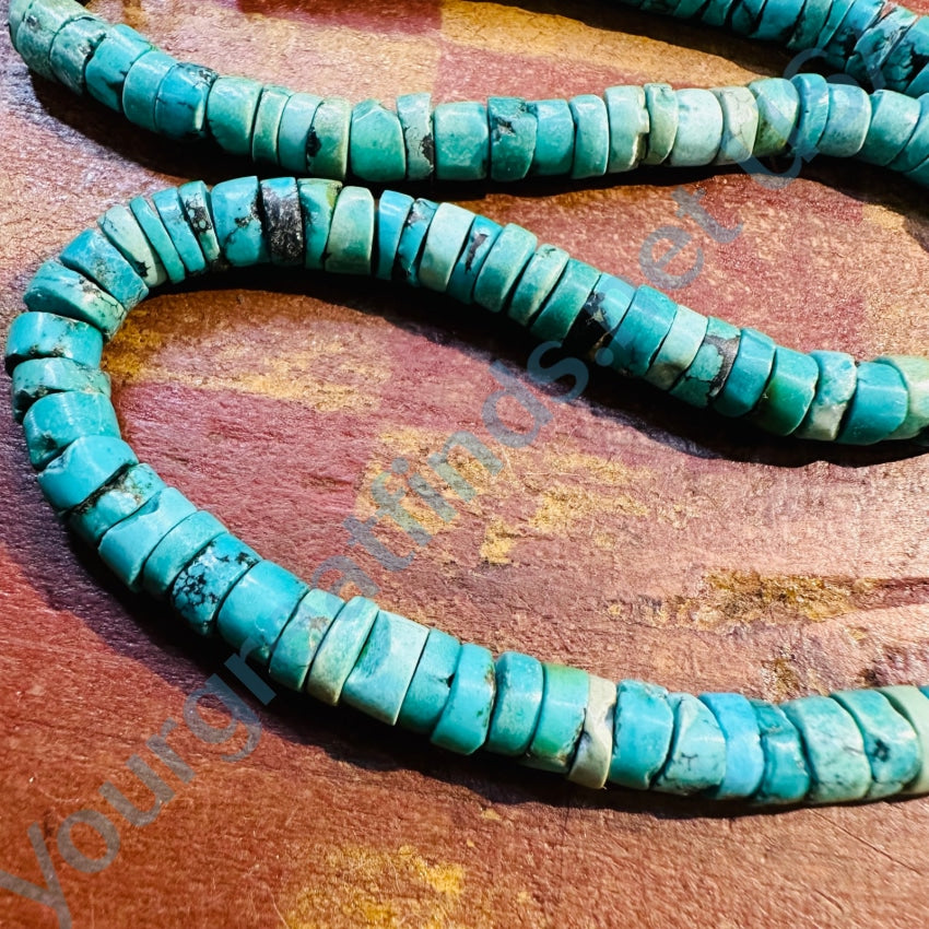 Rustic Turquoise Heishi Bead Necklace Native American