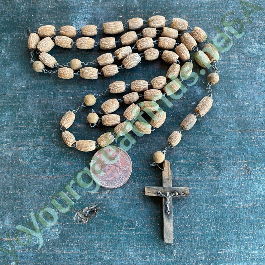 Rustic Vintage Olive Seed Pit Rosary with Patina Yourgreatfinds