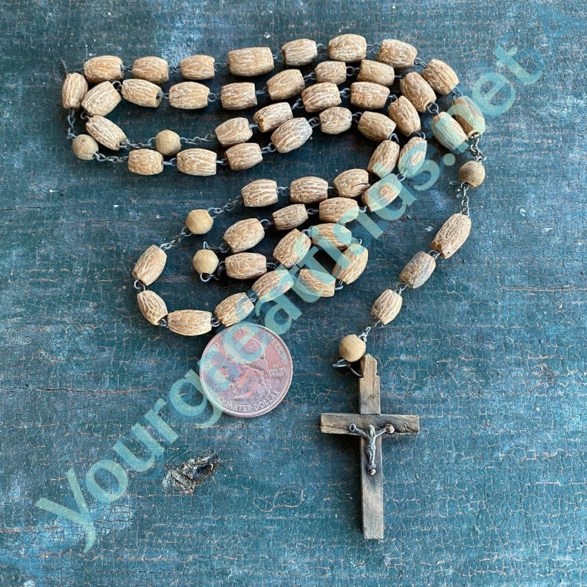 Rustic Vintage Olive Seed Pit Rosary with Patina Yourgreatfinds