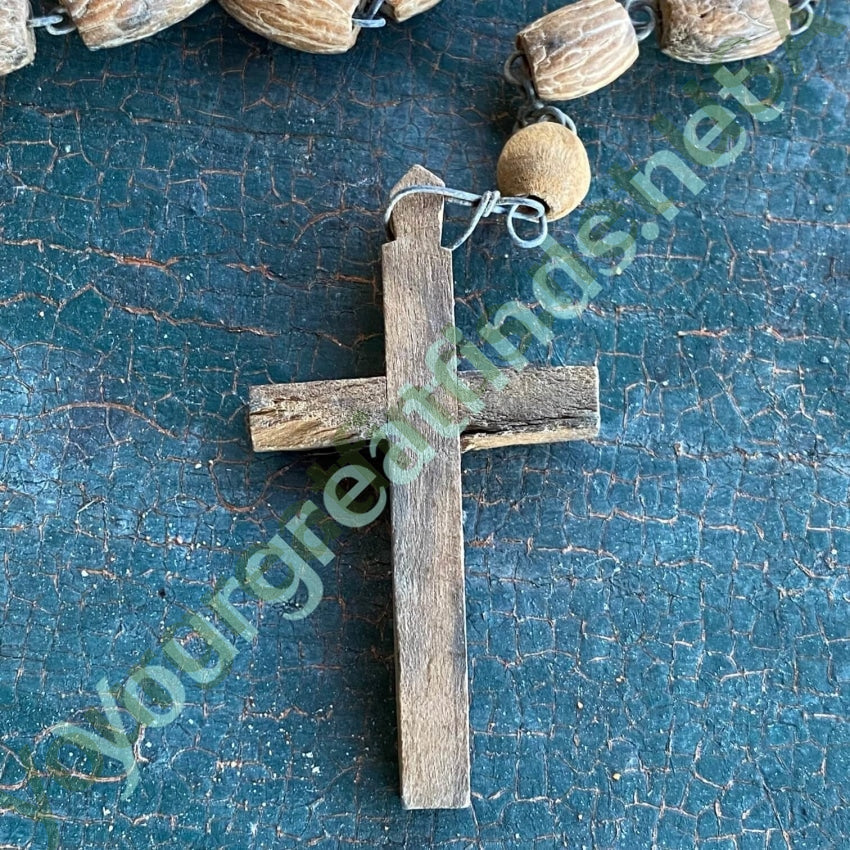Rustic Vintage Olive Seed Pit Rosary with Patina Yourgreatfinds