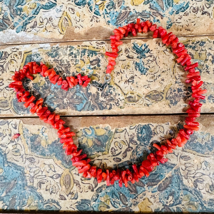 Rustic Vintage Red Branch C0Ral Necklace Necklace