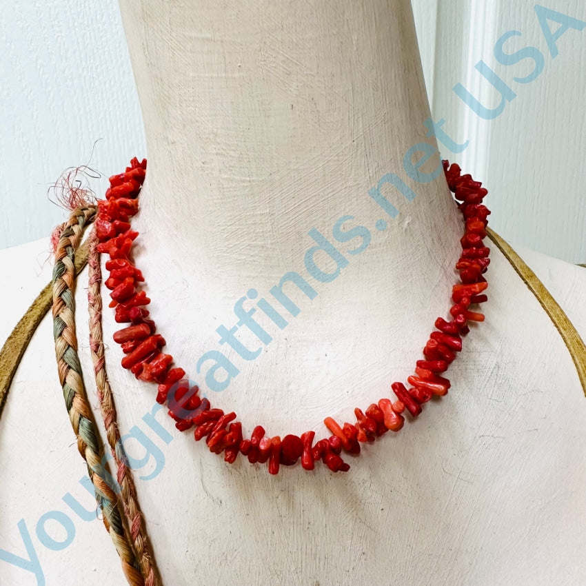 Rustic Vintage Red Branch C0Ral Necklace Necklace