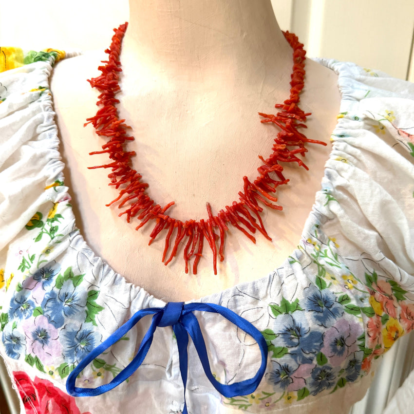 Rustic Vintage Red Branch Coral Necklace necklace