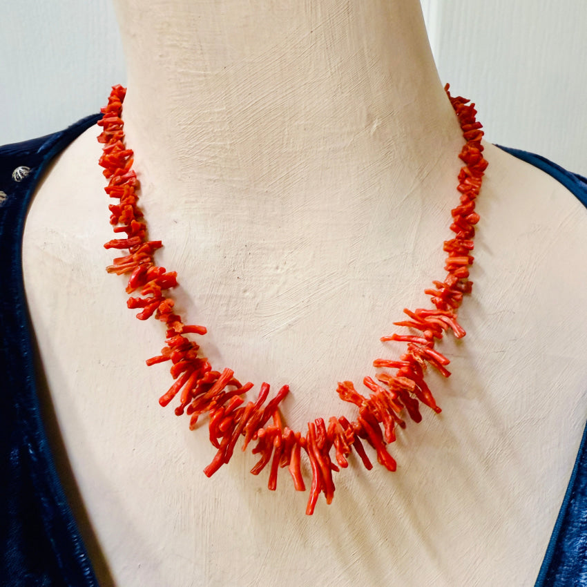 Rustic Vintage Red Branch Coral Necklace necklace
