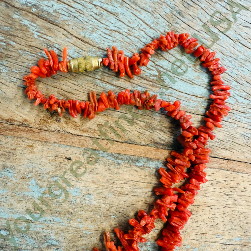 Rustic Vintage Red Branch Coral Necklace necklace
