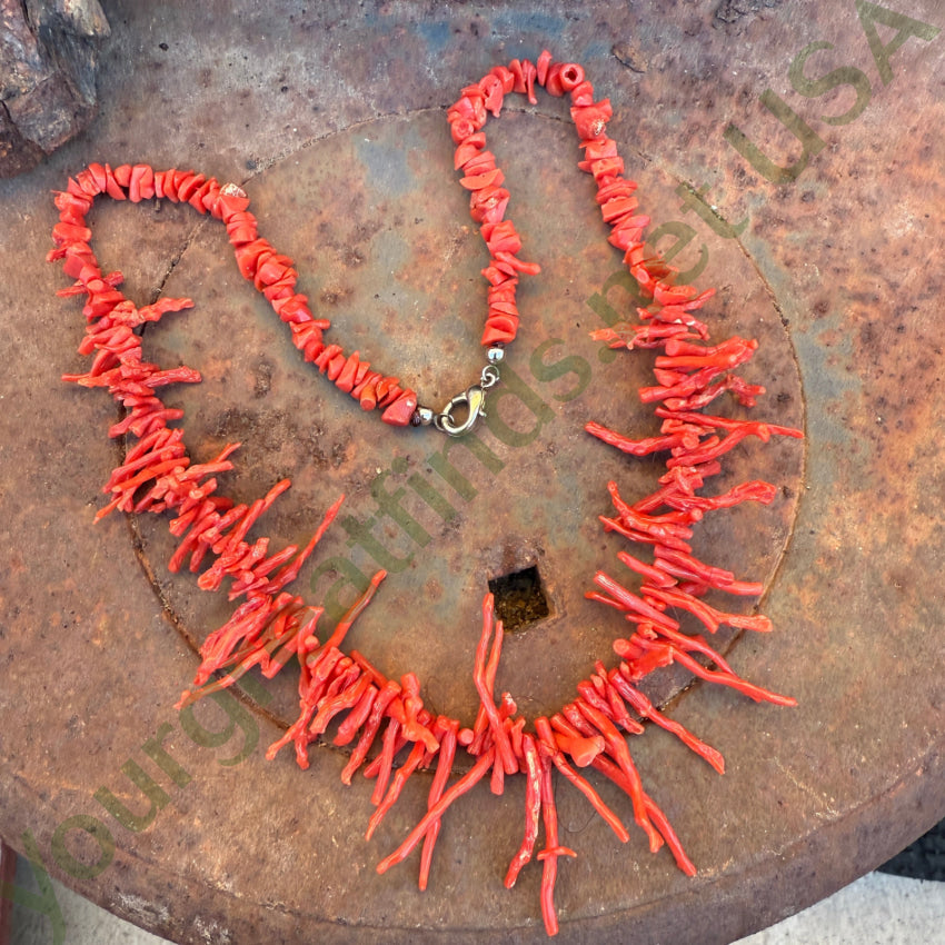 Rustic Vintage Red Branch Coral Necklace necklace