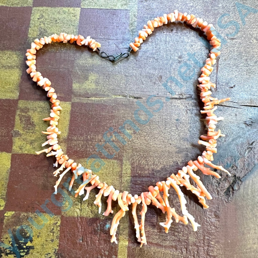 Rustic Vintage Salmon Branch C0Ral Necklace 17 Necklace
