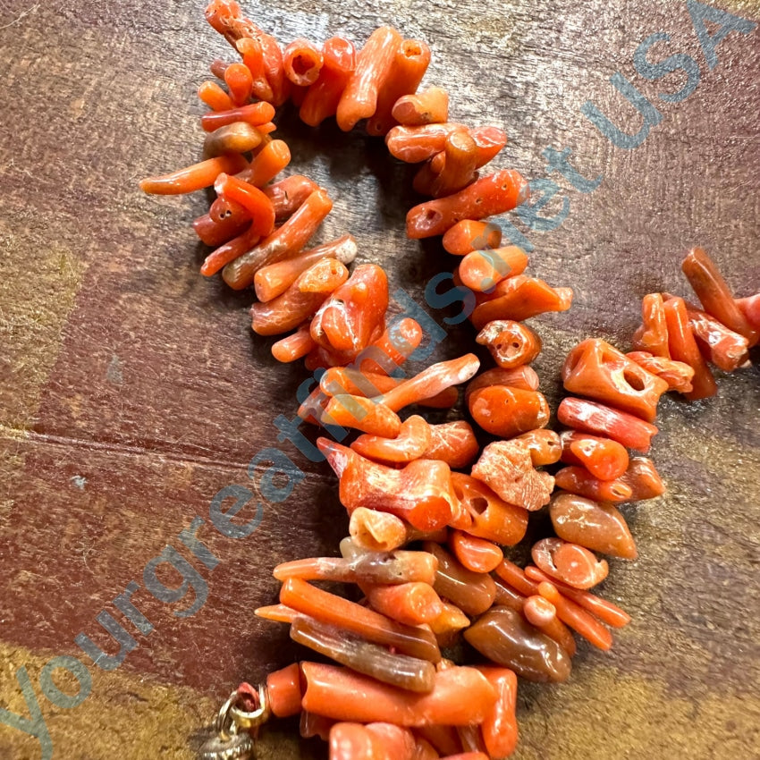 Rustic Vintage Salmon Branch C0Ral Necklace 20 Necklace