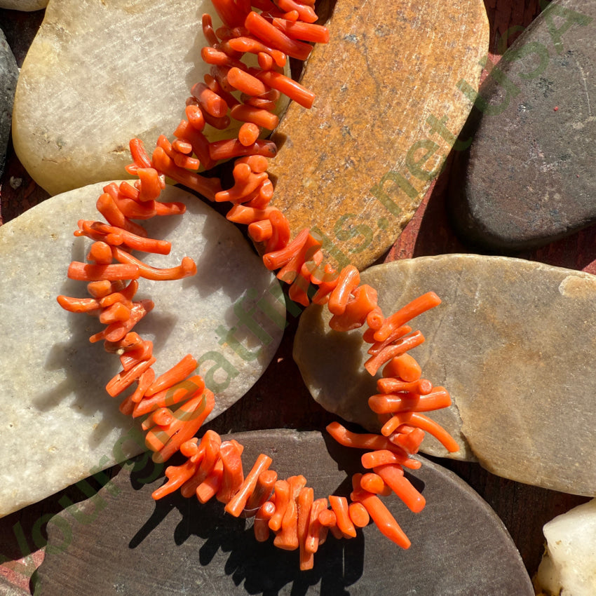 Rustic Vintage Salmon Branch Coral Necklace 21.5” necklace