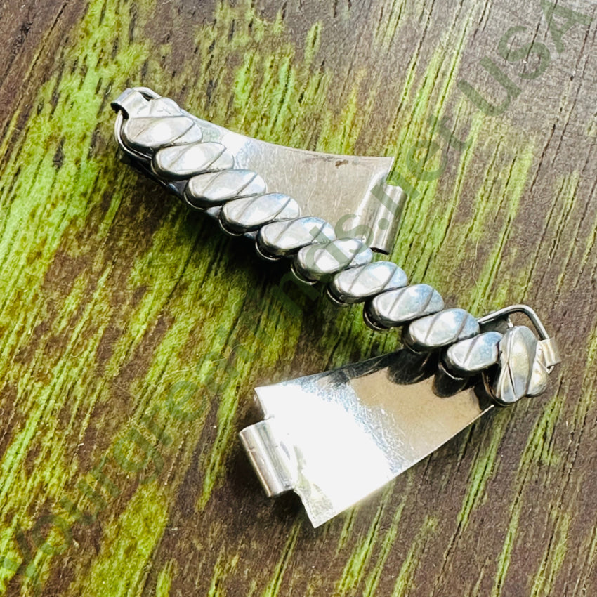 Rustic Vintage Sterling Silver Watchband Channel Inlay Turquoise