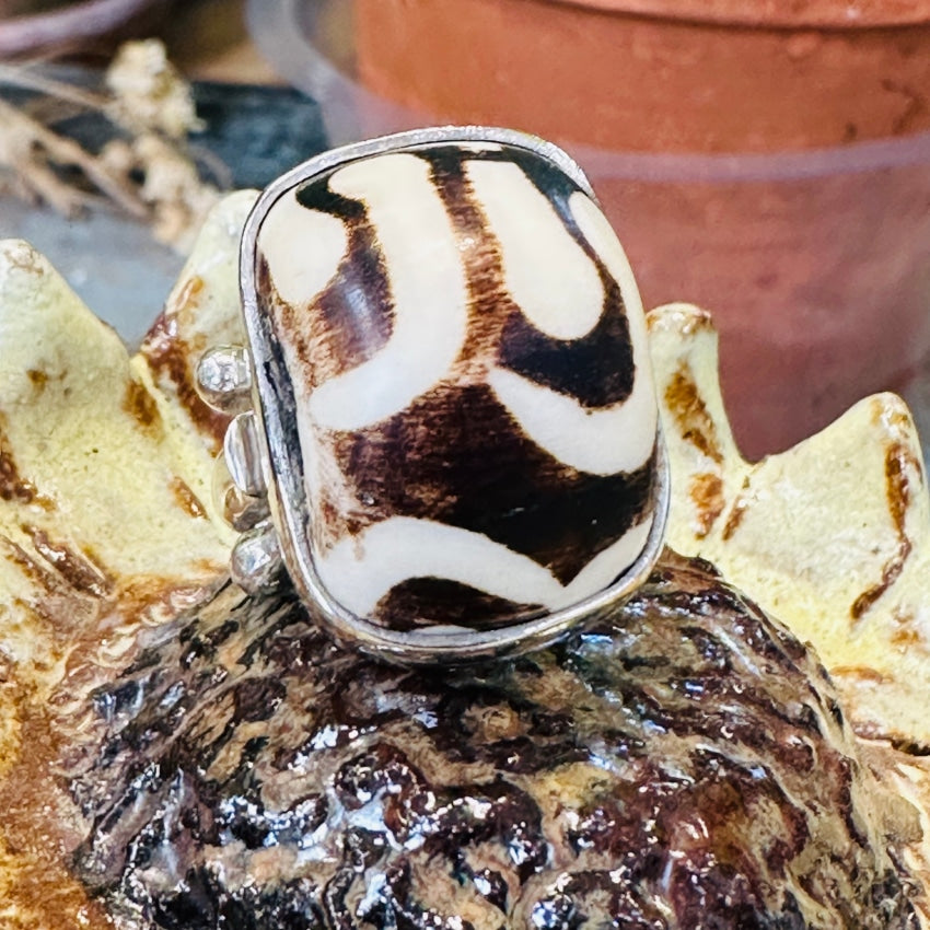 Sajen Sterling Silver Mudstone Adjustable Ring