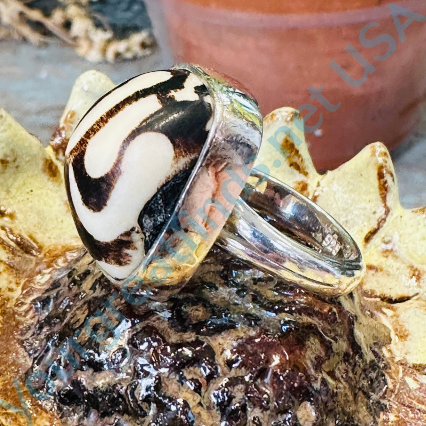 Sajen Sterling Silver Mudstone Adjustable Ring