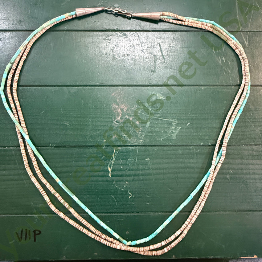Santo Domingo Turquoise & Shell Heishi Bead Necklace Necklace