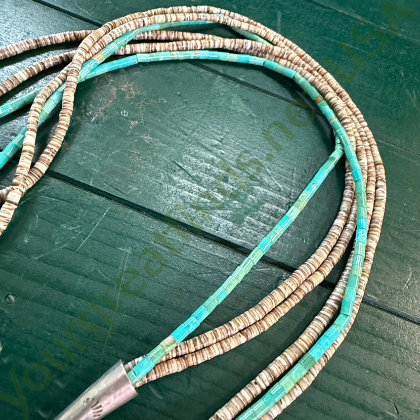 Santo Domingo Turquoise & Shell Heishi Bead Necklace Necklace