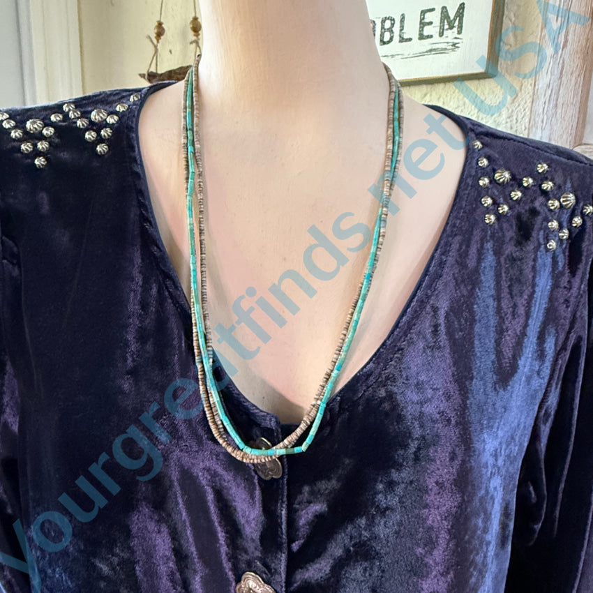 Santo Domingo Turquoise & Shell Heishi Bead Necklace Necklace