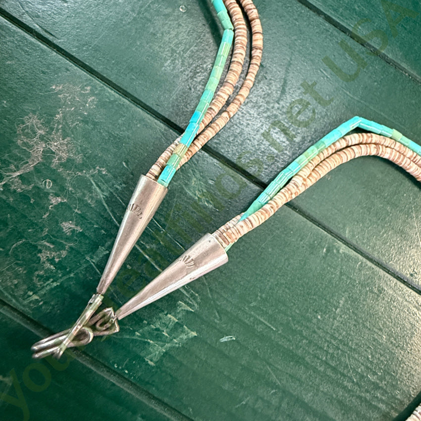 Santo Domingo Turquoise & Shell Heishi Bead Necklace Necklace