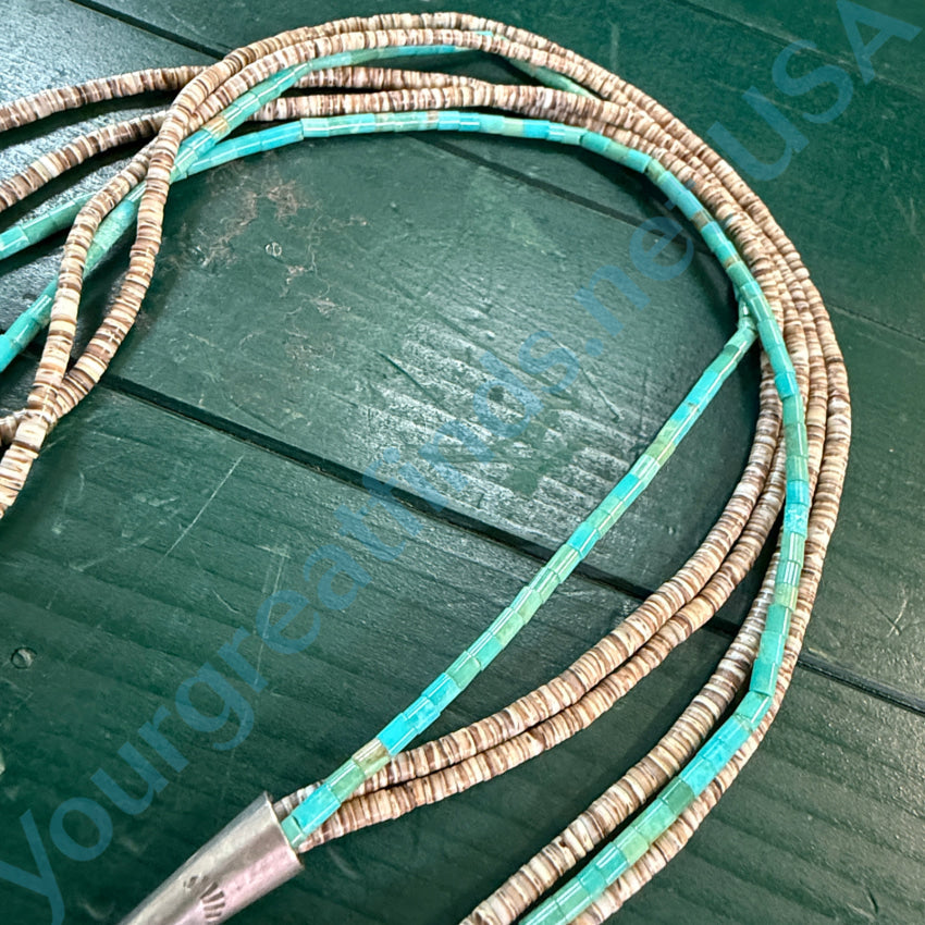 Santo Domingo Turquoise & Shell Heishi Bead Necklace Necklace