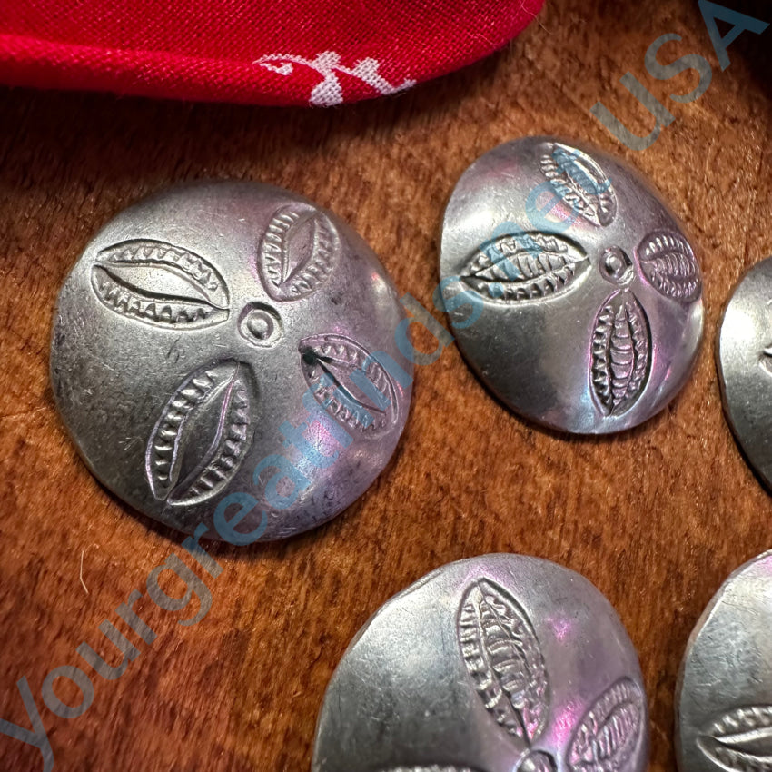 Set Of 5 Navajo Stamp Decorated Sterling Silver Concho Clothing Buttons