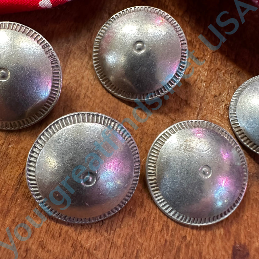 Set Of 5 Navajo Stamp Decorated Sterling Silver Concho Clothing Buttons