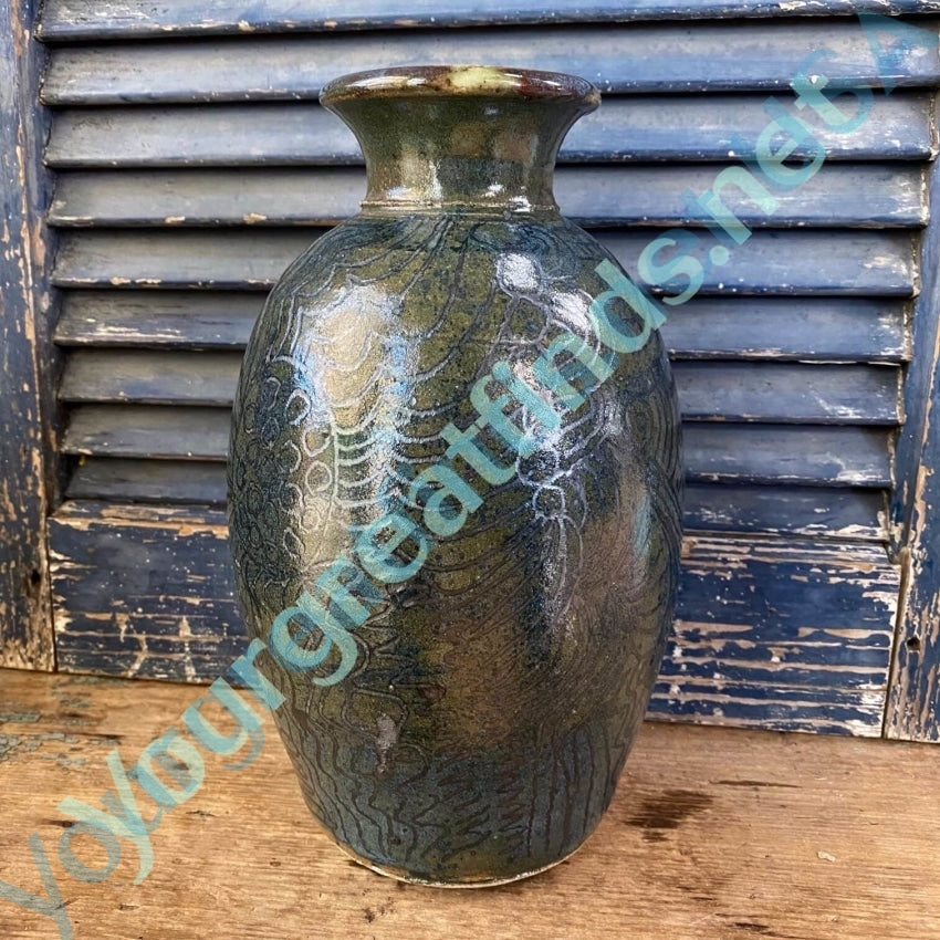 Signed 1983 Studio Stoneware Pottery Vase Yourgreatfinds