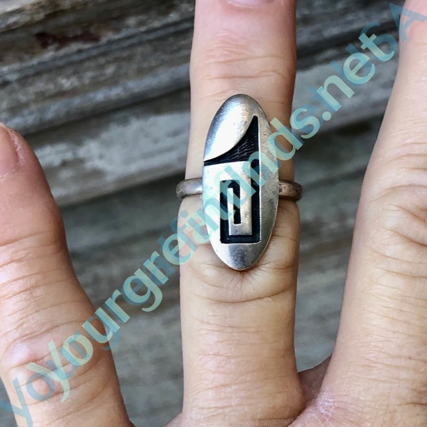 Signed Hopi Sterling Silver Overlay Ring size 6 Yourgreatfinds